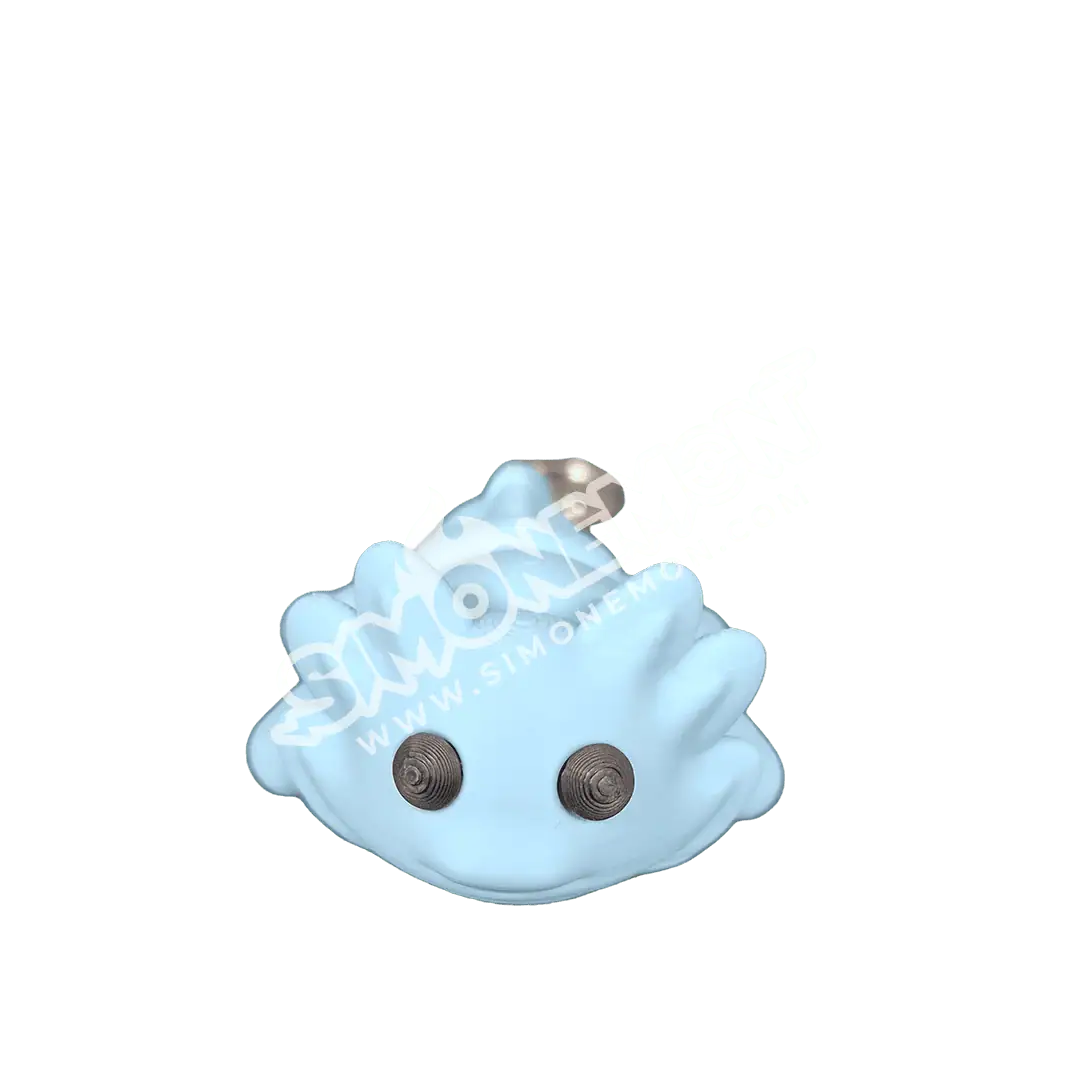Funko Pop di SimoneMon in colore blu con dettagli curati.