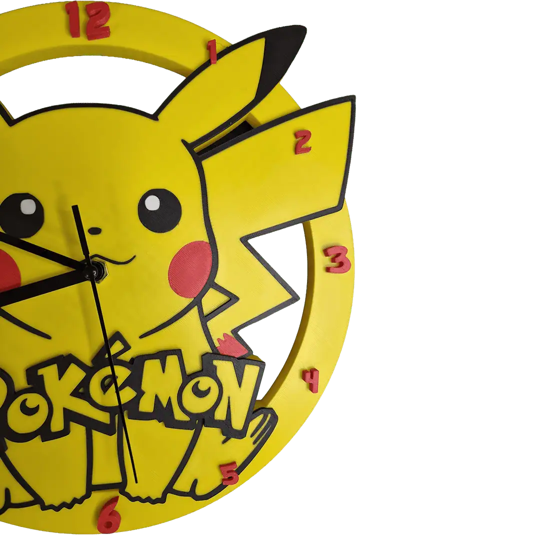 Orologio decorativo con Pikachu, personaggio Pokémon, stile vivace e colorato.