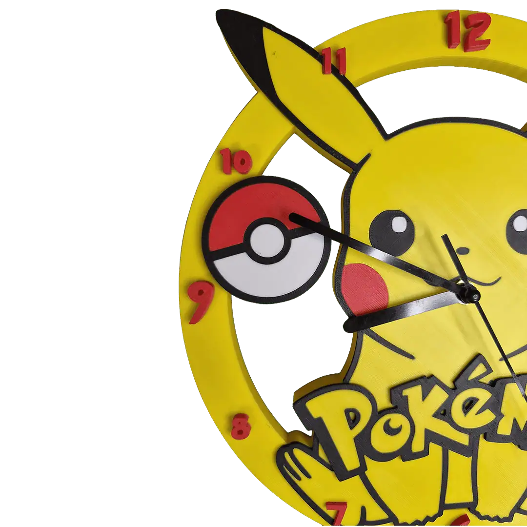 Orologio decorativo con Pikachu e simbolo Pokéball.