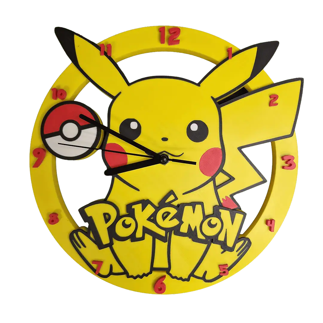 Orologio decorativo con Pikachu e palla Pokéball.