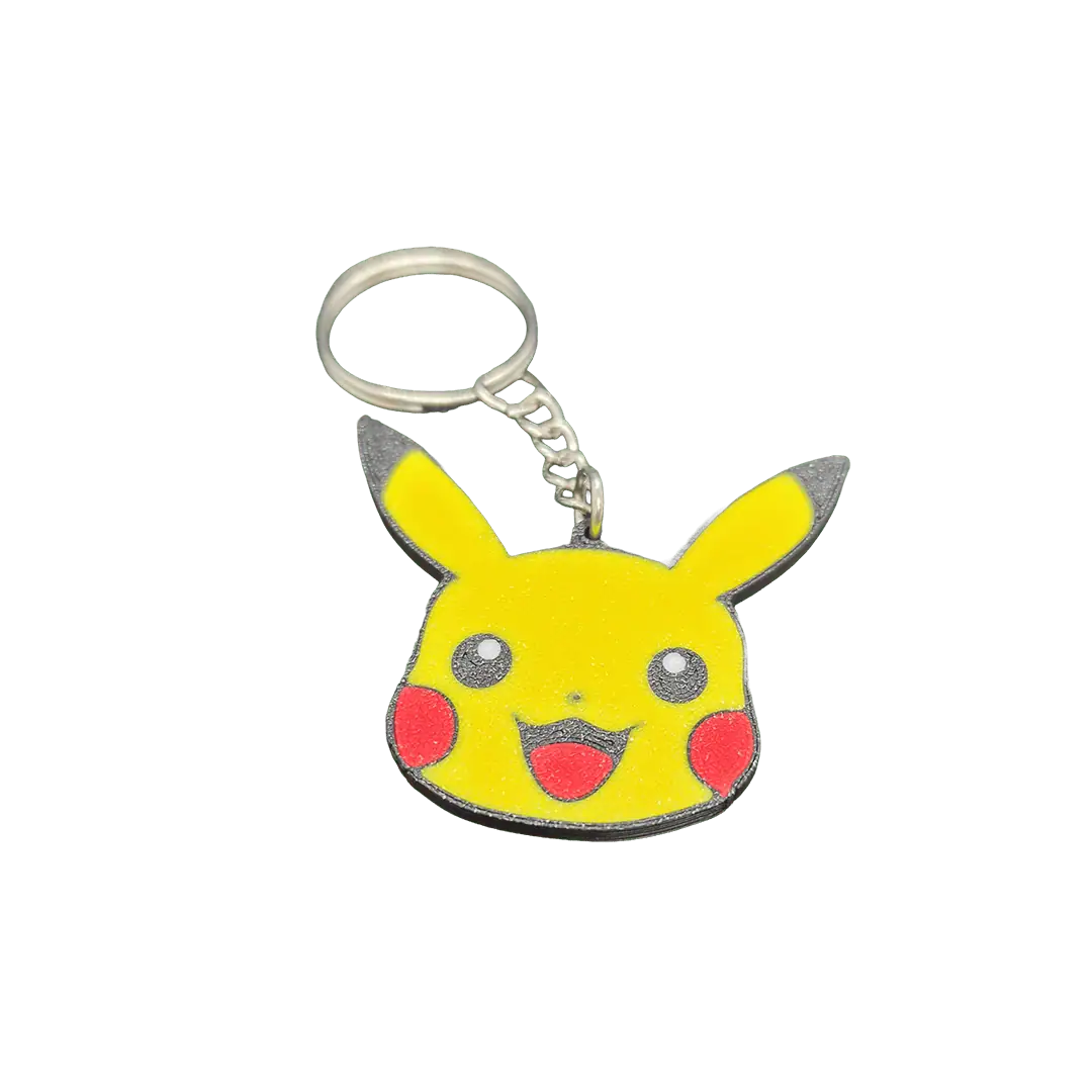Portachiavi Pikachu con sorriso e dettagli vivaci.