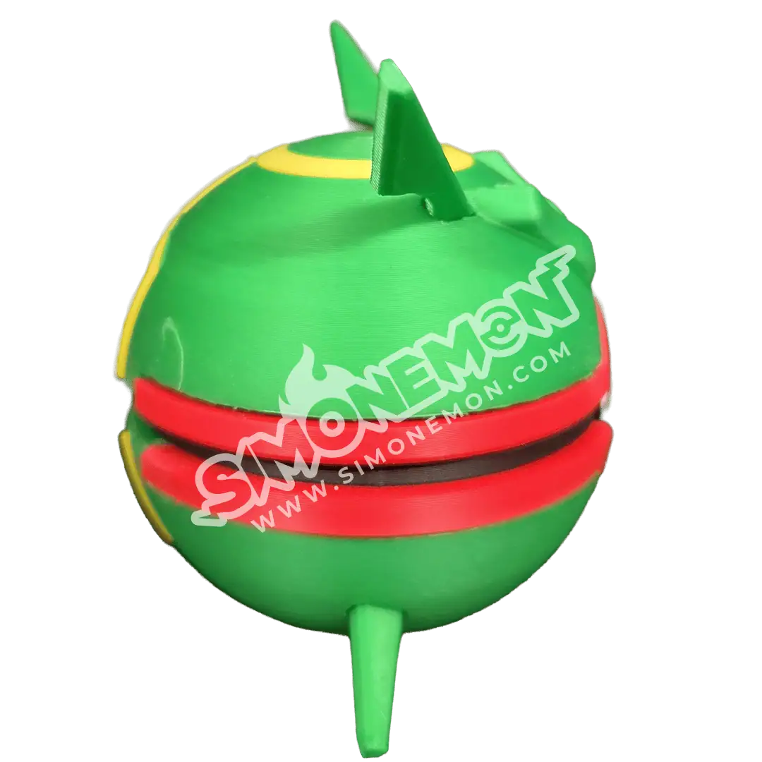 Giocattolo a forma di bomba di frutta con colori vivaci e logo Simonemon.