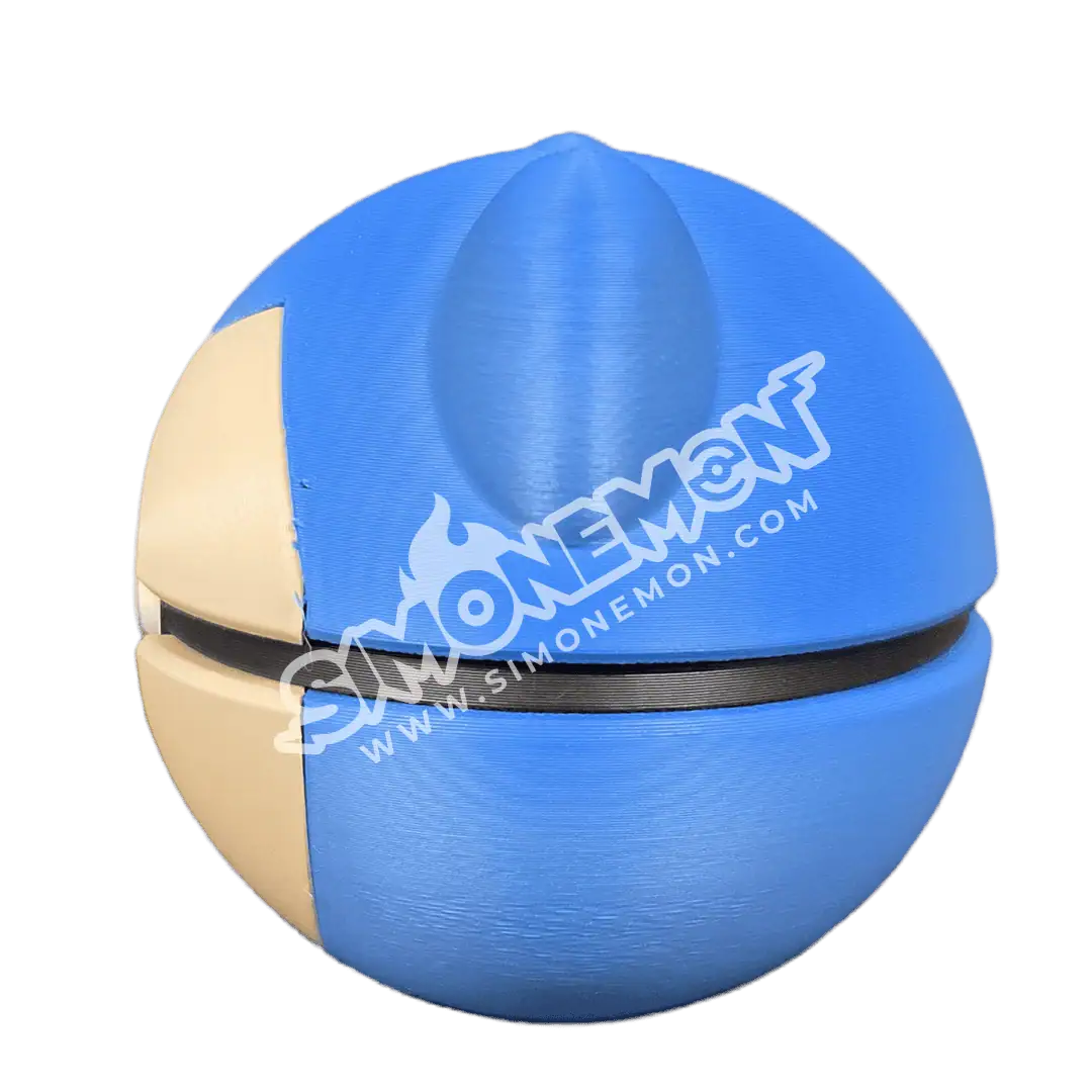 Pallone da gioco Simonemon con design colorato e logo.