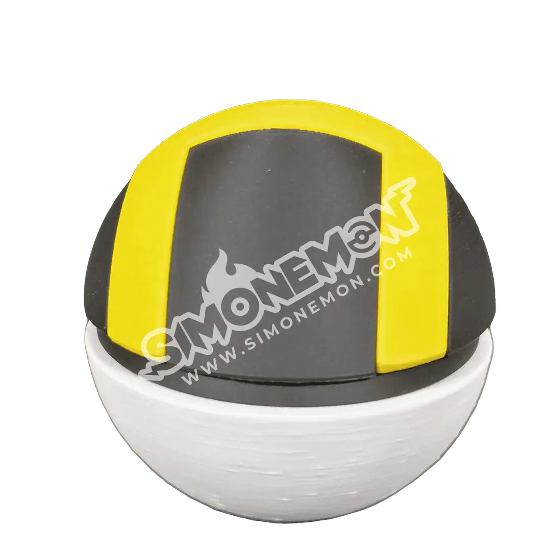 Pallina da gioco Simonemon con logo e design colorato.