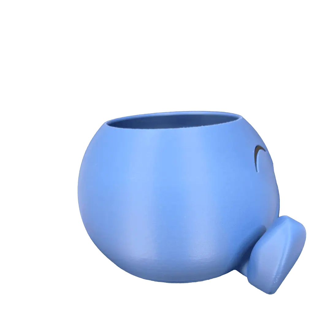 Contenitore in ceramica blu Simonemon con coperchio.