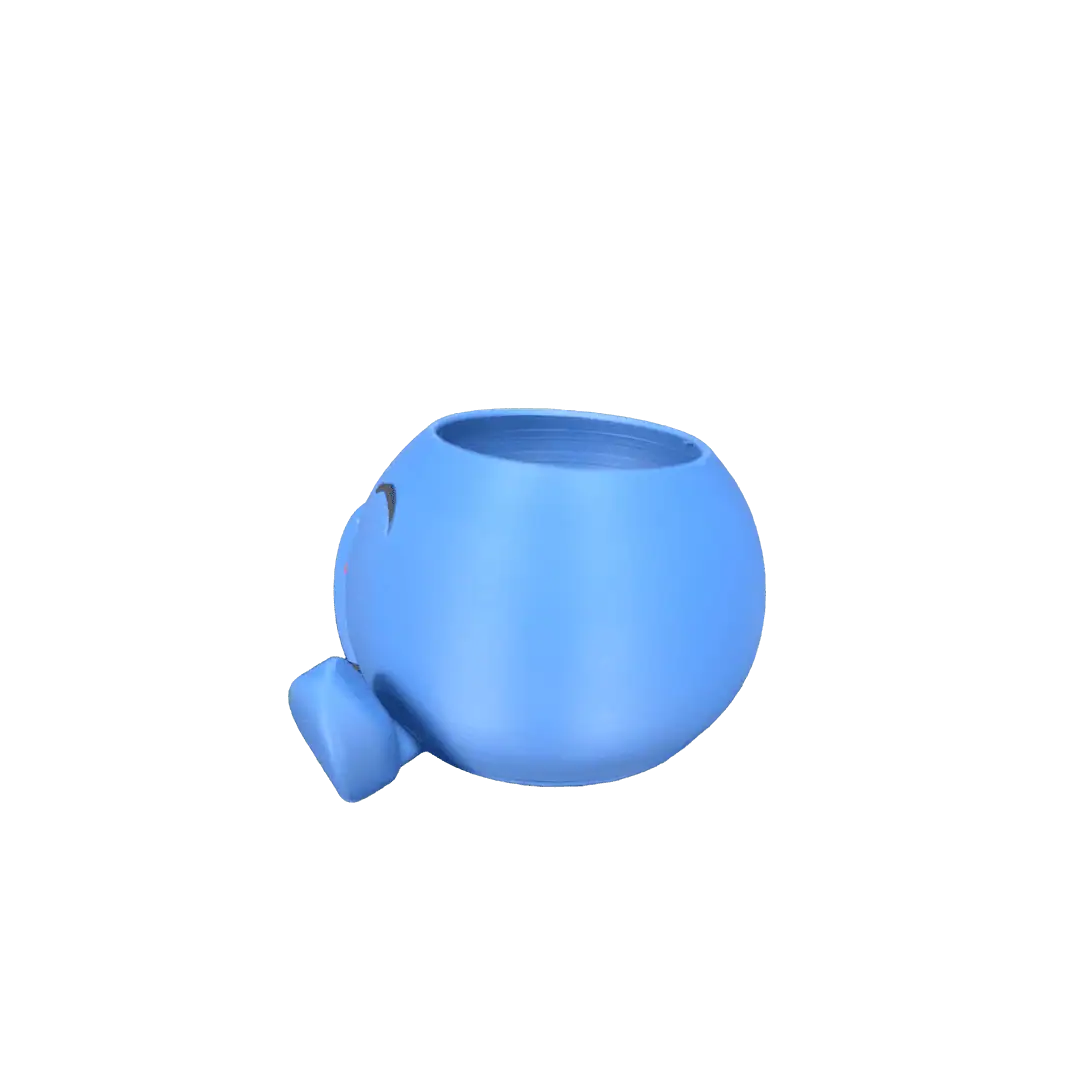 Portaoggetti in silicone blu con forma di animale.